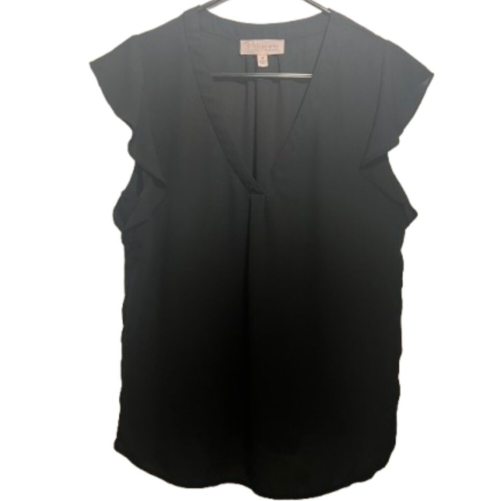 🖤 Philosophy Black Flutter Sleeve Blouse – Size Medium 🖤 - Picture 2 of 9